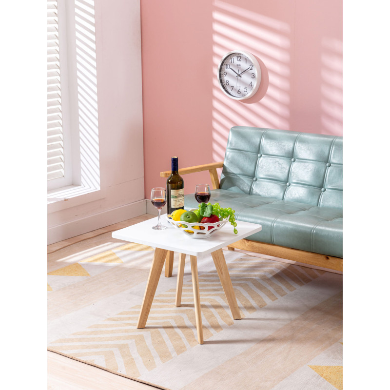 Mesa auxiliar Almeria, cuadrada, natural (cuadrada), blanca