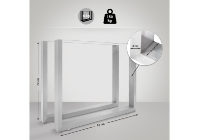 2 pieds de table Velden 90 cm en acier inoxydable