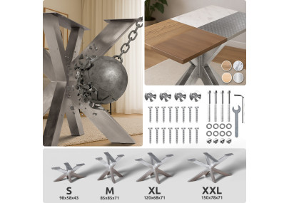 Pieds de table Duncan L85xl85xH71 cm en acier inoxydable