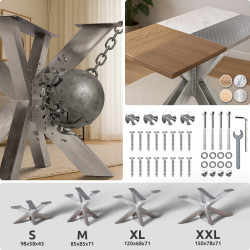 Pés de mesa Duncan L85xl85xA71 cm em aço inoxidável