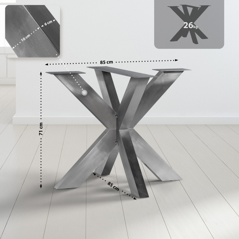 Pés de mesa Duncan L85xl85xA71 cm em aço inoxidável