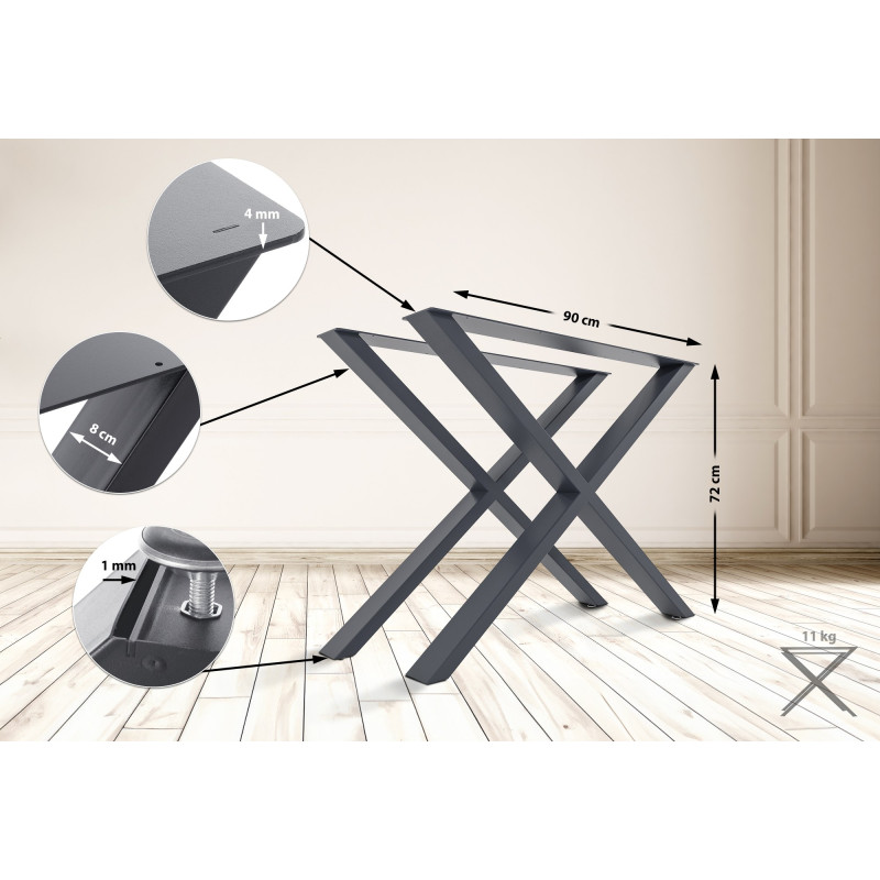 2 piedini da tavolo Swift L grigi