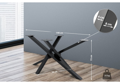Pés de mesa Jimmy 140x70x72 preto industrial