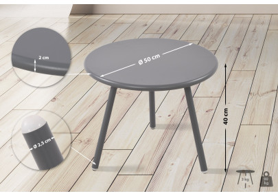 Table basse Berea, gris foncé