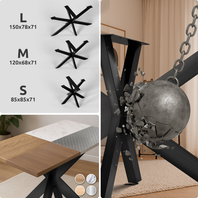 Pies de mesa Hardwick 150 x 78 x 71 cm, negro industrial