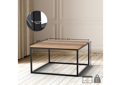 Tavolino Manteo, 80x80x45 cm, rovere