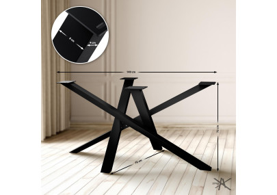 Pieds de table Finney 140x70x72 noirs