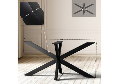 Pieds de table Hardwick 150 x 78 x 71 cm noirs