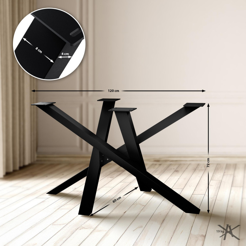 Pés de mesa Finney 120x60x72 pretos