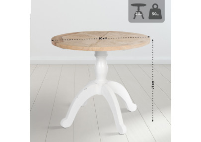 Table de salle à manger Roswell 90 cm naturel/blanc