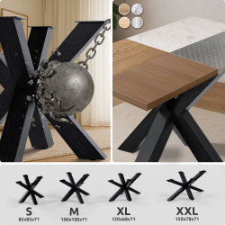 Pieds de table Harlan 85x85x71 noir industriel