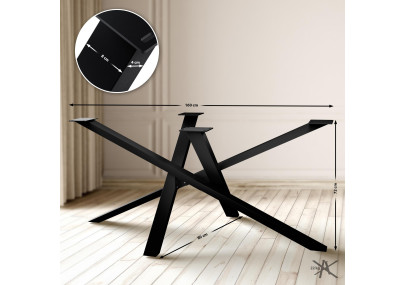 Pieds de table Finney 160x80x72 noirs