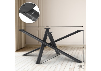 Pieds de table Finney 160x80x72 noir antique