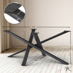 Pieds de table Finney 160x80x72 noir antique