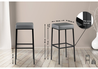 Tabouret de bar Montréal B85 gris