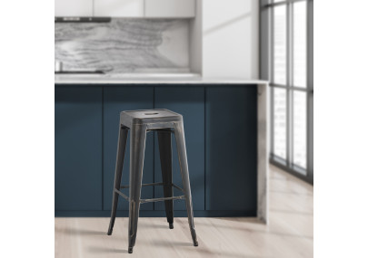 Tabouret de bar Joshua antigo noir-ou