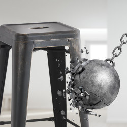 Tabouret de bar ancien Joshua noir et or