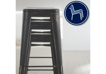 Tabouret de bar Joshua antigo noir-ou