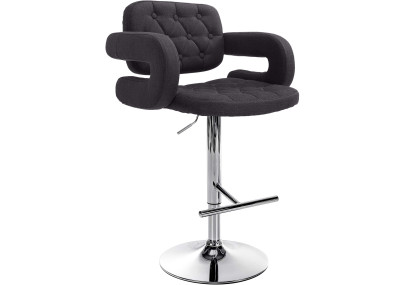 Sgabello Dublin in tessuto nero,cromo