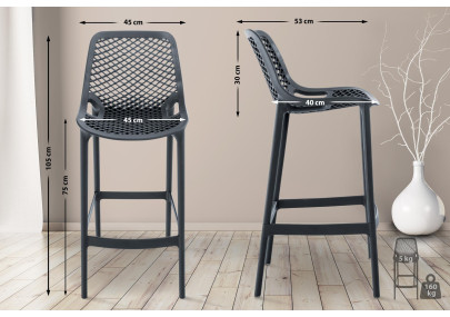 Tabouret de bar Air cinza fosco