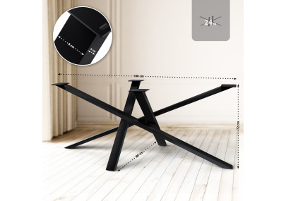 Pieds de table Finney 180x80x72 noirs