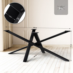 Pieds de table Finney 180x80x72 noirs