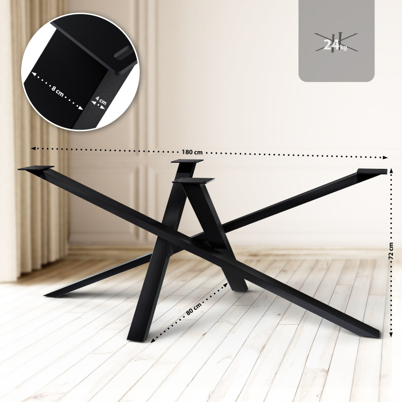 Pieds de table Finney 180x80x72 noirs