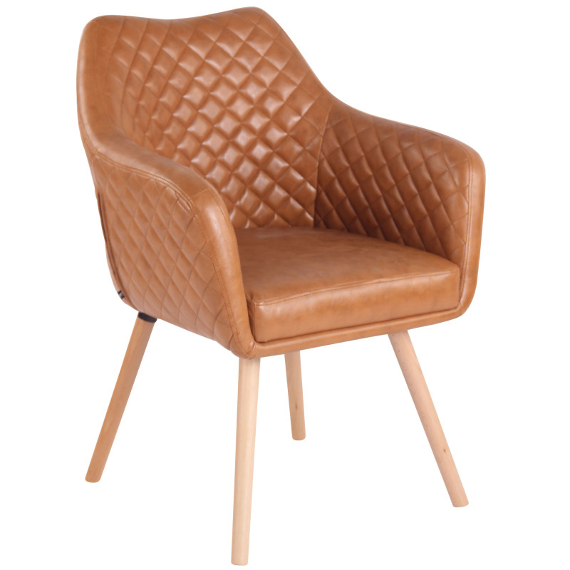 Chaise de salle à manger Gent, similicuir, marron clair naturel