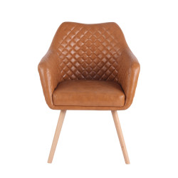 Chaise de salle à manger Gent, similicuir, marron clair naturel