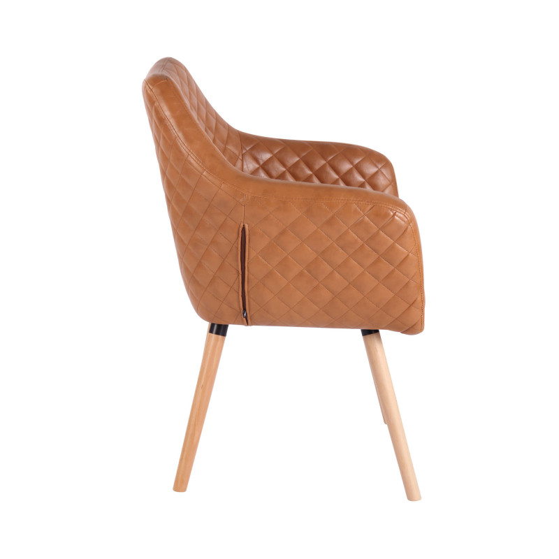 Chaise de salle à manger Gent, similicuir, marron clair naturel