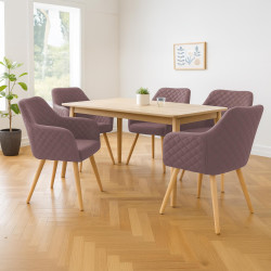 Chaise de salle à manger Gent, tissu marron naturel