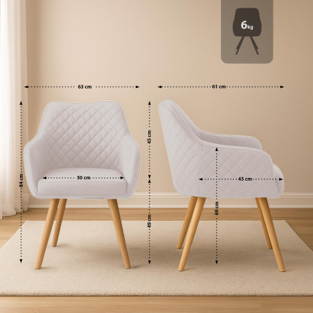 Chaise de salle à manger Gent, tissu crème naturel