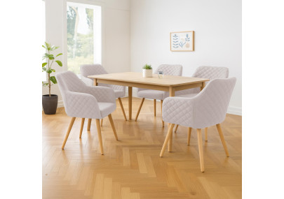 Chaise de salle à manger Gent, tissu crème naturel