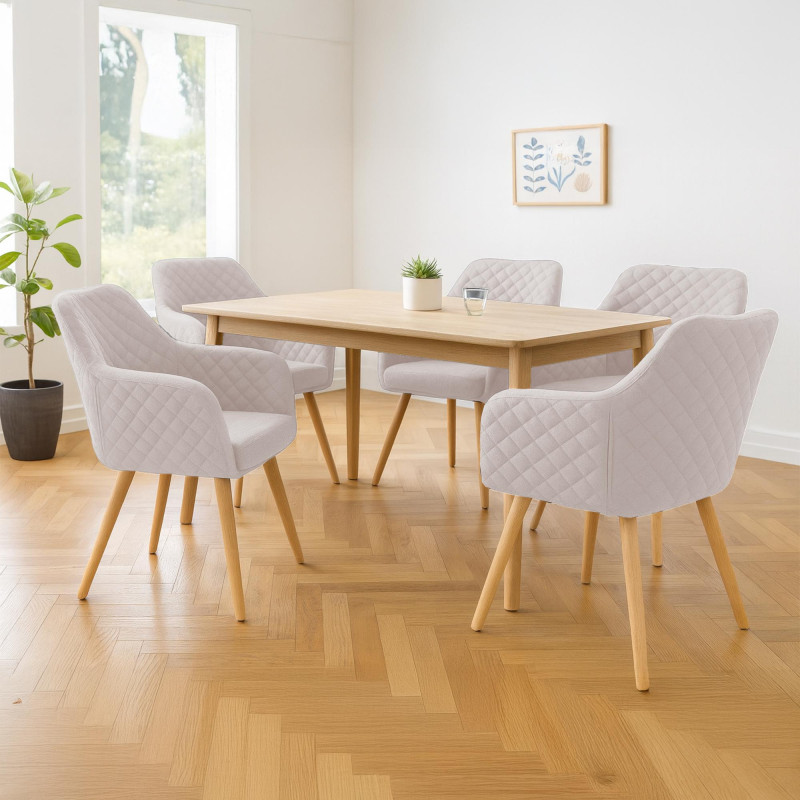 Chaise de salle à manger Gent, tissu crème naturel