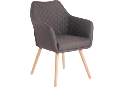 Chaise de salle à manger Gent, tissu Natura gris foncé