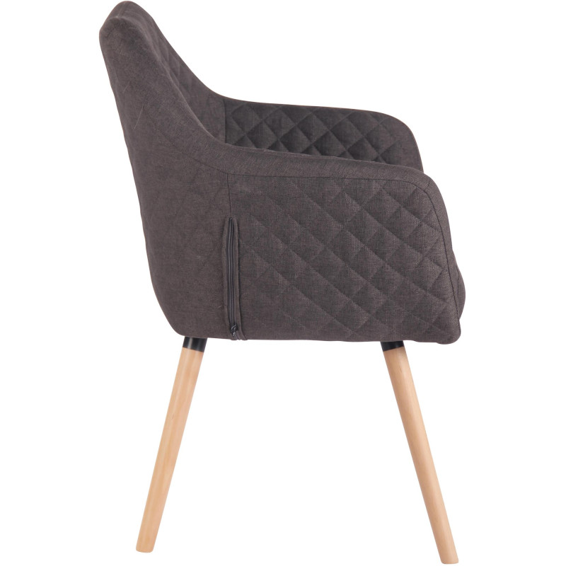 Chaise de salle à manger Gent, tissu Natura gris foncé