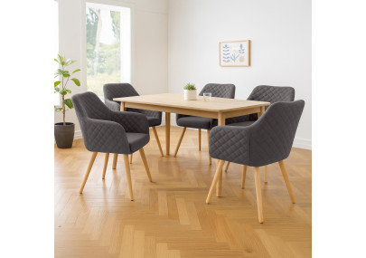 Chaise de salle à manger Gent, tissu Natura gris foncé