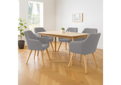 Chaise de salle à manger Gent, tissu gris naturel