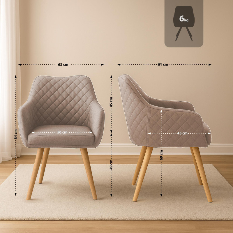 Chaise de salle à manger Gent, tissu : taupe naturel