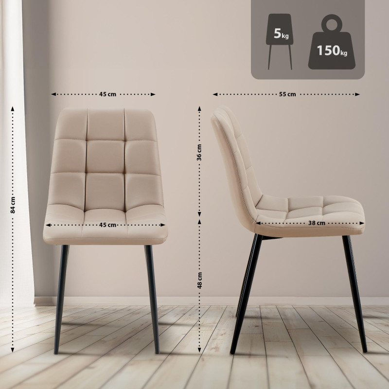 Sedia da pranzo Antibes in ecopelle tortora