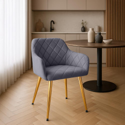 Sedia da pranzo Monett, velluto G, grigio scuro