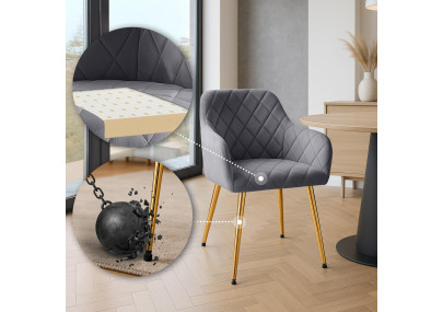 Silla de comedor Monett, terciopelo G, gris oscuro