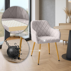 Sedia da pranzo Monett, velluto grigio