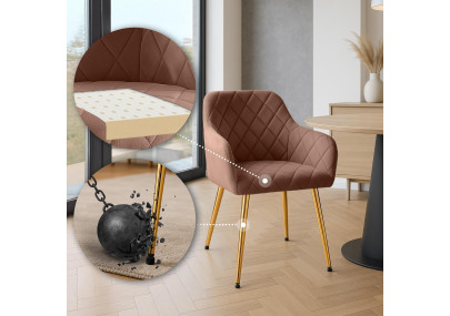 Chaise de salle à manger Monett, velours G, marron