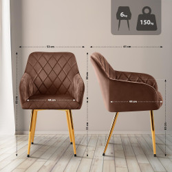 Sedia da pranzo Monett, velluto G, marrone