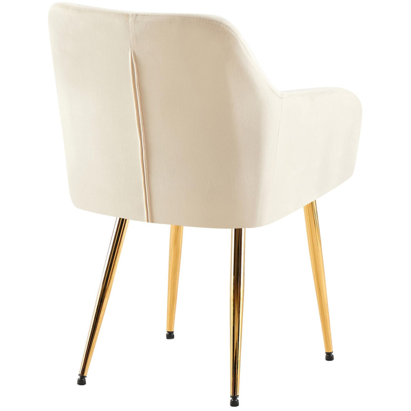 Silla de comedor Monett, terciopelo G, crema