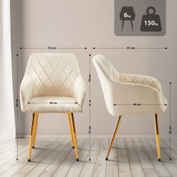 Silla de comedor Monett, terciopelo G, crema