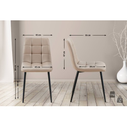 Conjunto de 4 sillas de comedor, Antibes, polipiel, topo