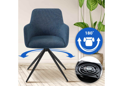 Ensemble de 2 chaises de salle à manger Olema, tissu bleu