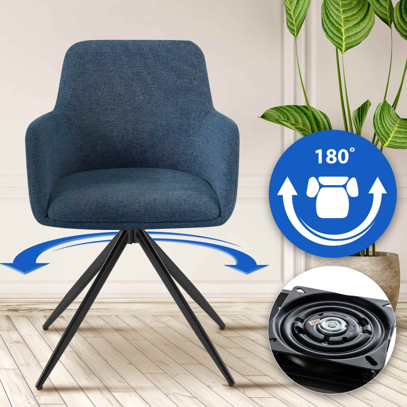 Conjunto de 2 sillas de comedor Olema, tela azul